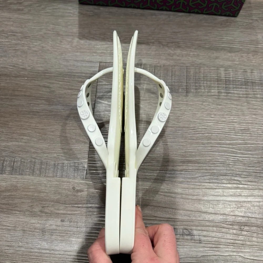 Tory Burch Studded Logo Jelly New Ivory Thong Flip Flop Sandals - Picture 4 of 8